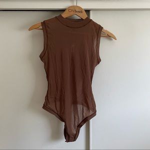 SKIMS NWT mesh mock neck bodysuit- L